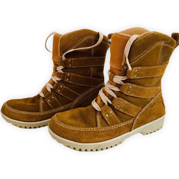 Sorel Tan Meadow Elk Lace Suede Leather Waterproof Camping Ankle Boot - Picture 5 of 9